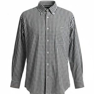 Orvis Surfwashed Gingham Button Down Shirt Mens XL Midnight Navy White Cotton